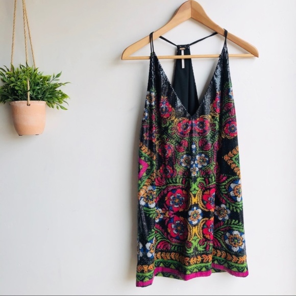 FREE PEOPLE Tangier Floral Mini Sequin Dre… - Picture 3 of 6